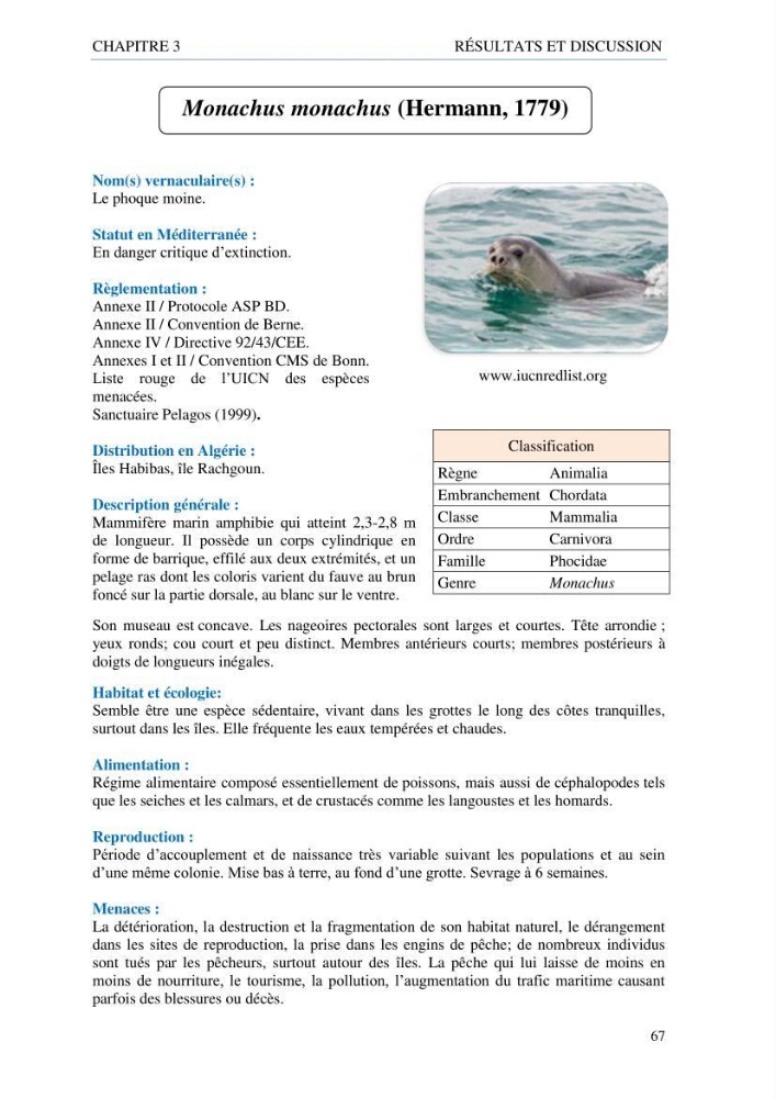 inventaire de la faune et de la flore marine d\'intérêt écologique des sites remarquables de la côte Ouest Algérienne