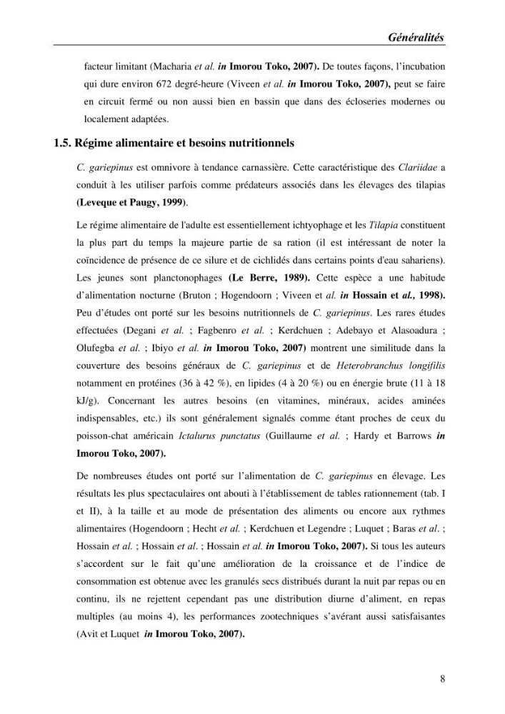 Expérémentation sur la reproduction artificielle du poisson-chat africain clarias gariepinus (bruchell, 1822)