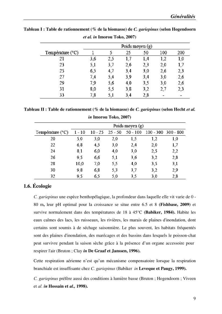 Expérémentation sur la reproduction artificielle du poisson-chat africain clarias gariepinus (bruchell, 1822)