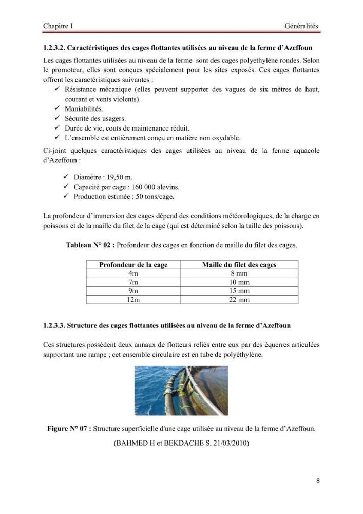 Caractérisation physico-chimique et bactériologique des eaux de la ferme d\'élevage de poissons marins d\'Azeffoun (Willaya de Tizi Ouzou):