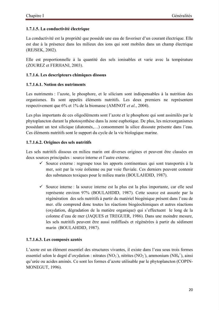Caractérisation physico-chimique et bactériologique des eaux de la ferme d\'élevage de poissons marins d\'Azeffoun (Willaya de Tizi Ouzou):
