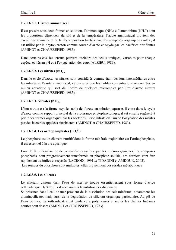 Caractérisation physico-chimique et bactériologique des eaux de la ferme d\'élevage de poissons marins d\'Azeffoun (Willaya de Tizi Ouzou):
