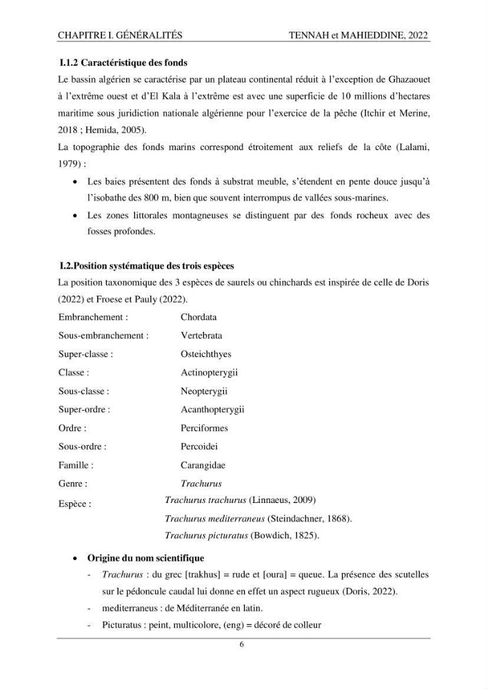 Contribution à l\'étude de l\'âge et de la croissance des espèces du genre Trachurus ( Téléostéens, Carangidae ) de la région centre du littoral algérien.
