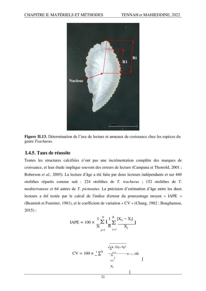Contribution à l\'étude de l\'âge et de la croissance des espèces du genre Trachurus ( Téléostéens, Carangidae ) de la région centre du littoral algérien.