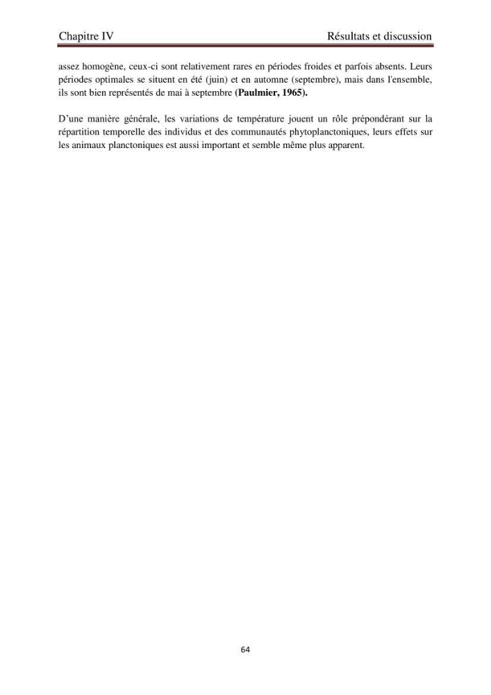 La corrélation entre les paramètres physiques et la densité de microplancton dans la côte Algérienne: région centrale