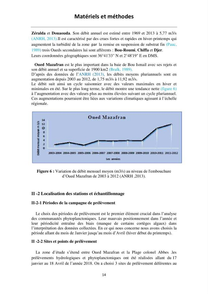 Suivi de la dynamique des populations phytoplanctoniques au niveau d’une zone estuarienne cas de « Oued Mazafran ».