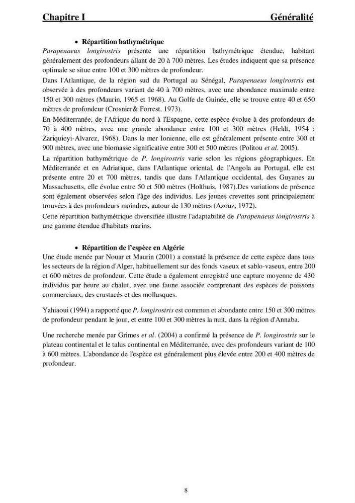 Ecologie et exploitation des crevettes Péneides dans le centre algérien