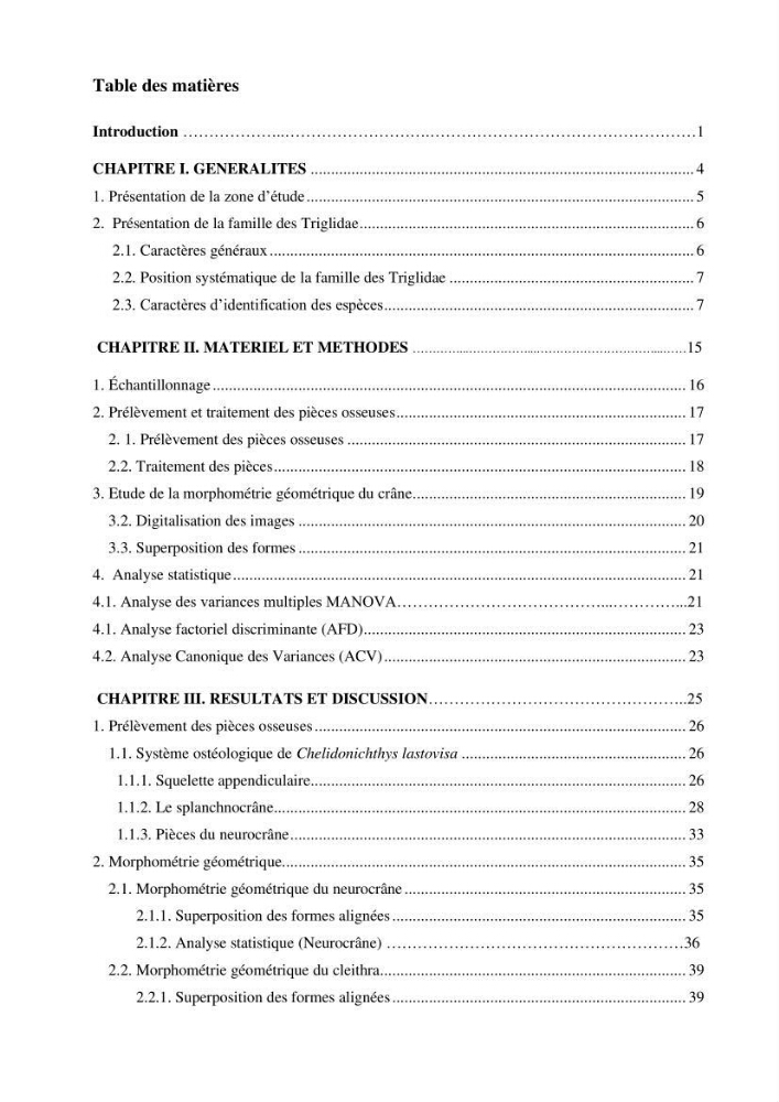 Description des variations morpho-géométrique entre les espèces et les populations des Triglidae (Actinopterygii, Scorpaeniformes) dans le bassin algérien:
