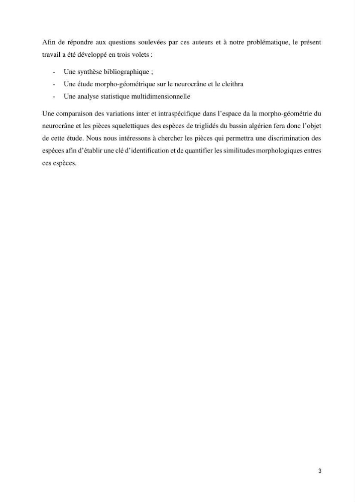 Description des variations morpho-géométrique entre les espèces et les populations des Triglidae (Actinopterygii, Scorpaeniformes) dans le bassin algérien: