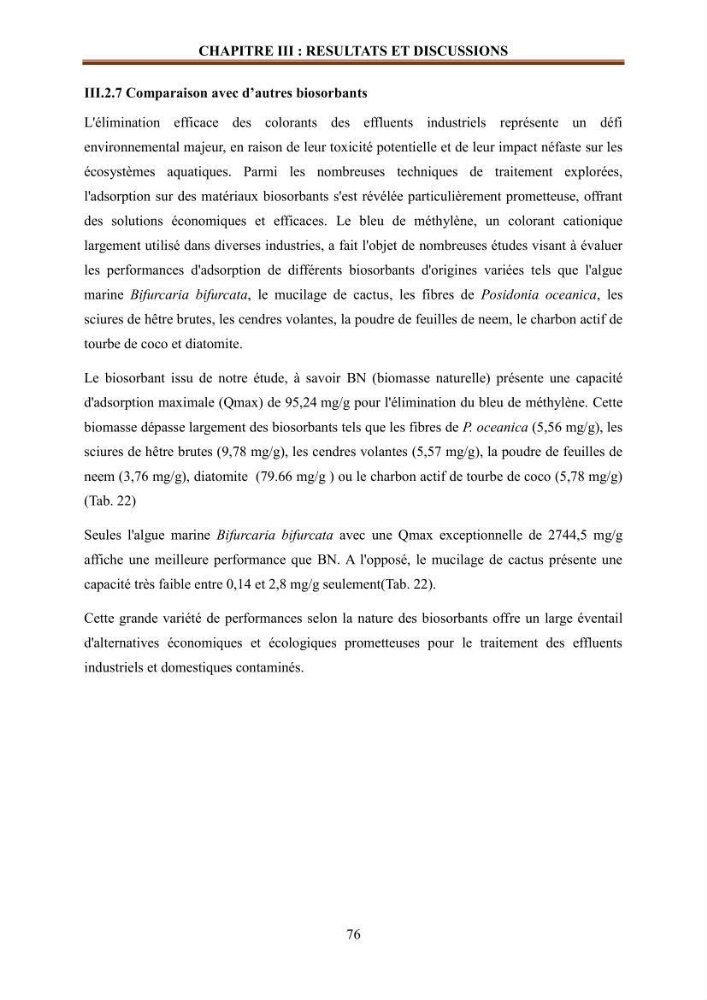 Etude de la valorisation d\'une biomasse marine en vue de son utilisation pour le traitement de l\'eau