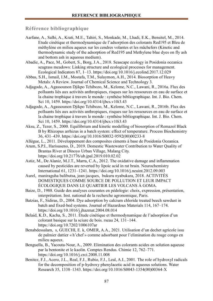 Etude de la valorisation d\'une biomasse marine en vue de son utilisation pour le traitement de l\'eau