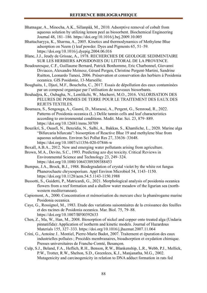 Etude de la valorisation d\'une biomasse marine en vue de son utilisation pour le traitement de l\'eau