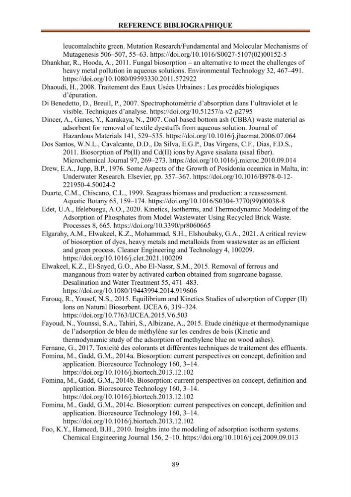 Etude de la valorisation d\'une biomasse marine en vue de son utilisation pour le traitement de l\'eau