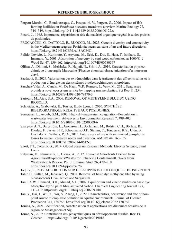 Etude de la valorisation d\'une biomasse marine en vue de son utilisation pour le traitement de l\'eau