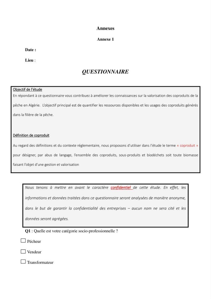 Contribution à l\'étude de la valorisation des coproduits des éspèces halieutique de la pêcherie algérienne: