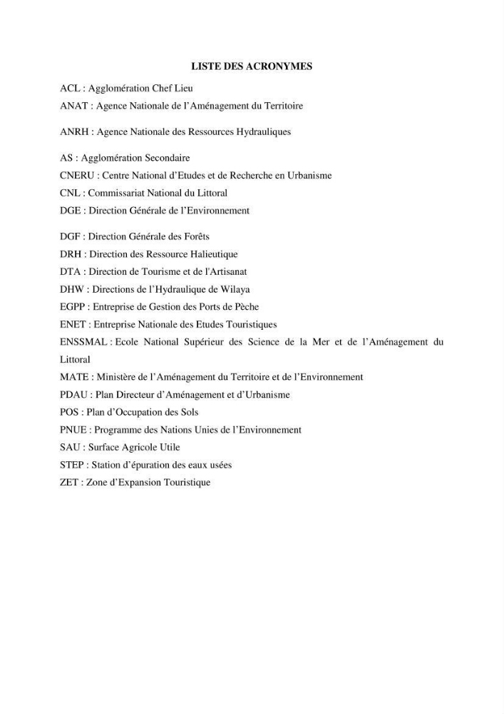 Evaluation de l\'état de mise en oeuvre de la loi 02-02 du 5 février 2002 relative à la protection et à la valorisation du littoral