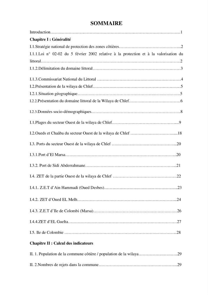 Evaluation de l\'état de mise en oeuvre de la loi 02-02 du 5 février 2002 relative à la protection et à la valorisation du littoral