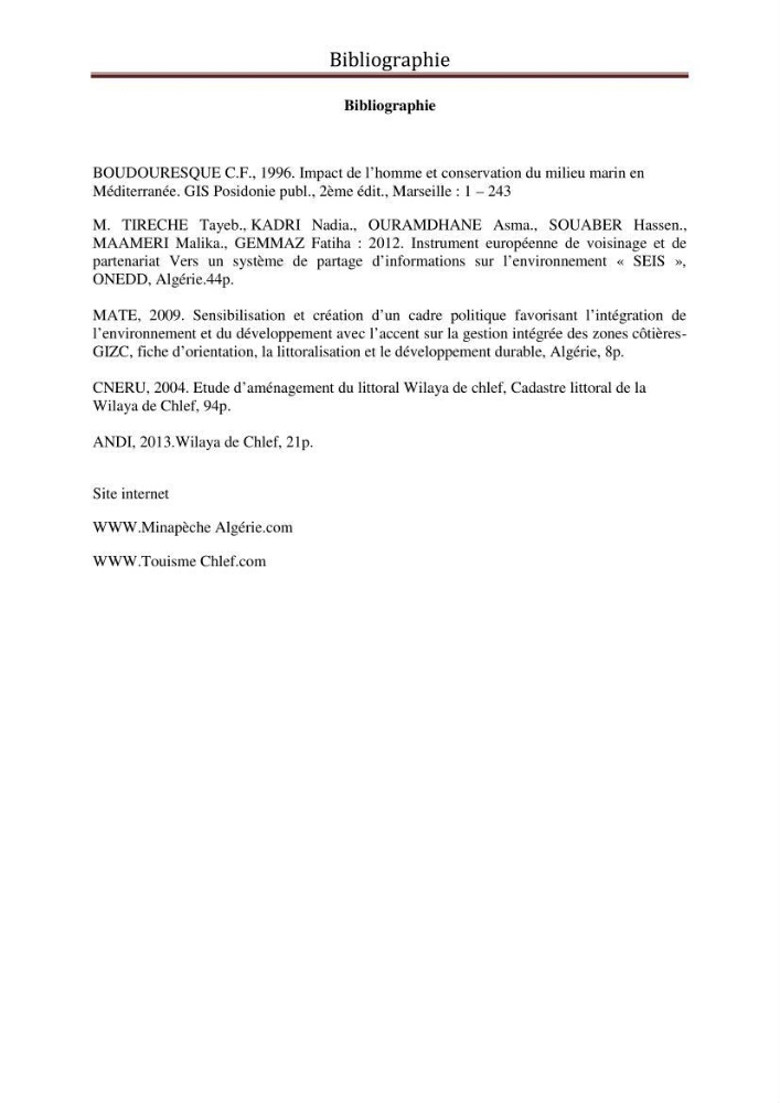 Evaluation de l\'état de mise en oeuvre de la loi 02-02 du 5 février 2002 relative à la protection et à la valorisation du littoral