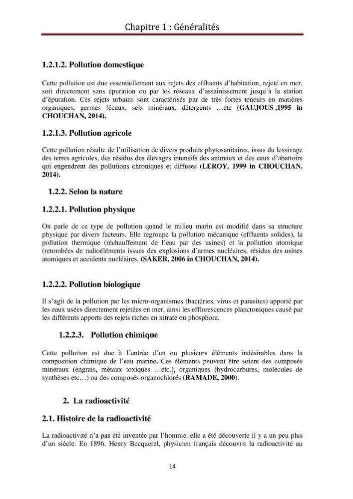 Détermination de la pollution radioactive dans les sédiments marins de la baie d\'Alger: