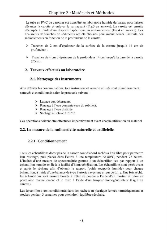 Détermination de la pollution radioactive dans les sédiments marins de la baie d\'Alger: