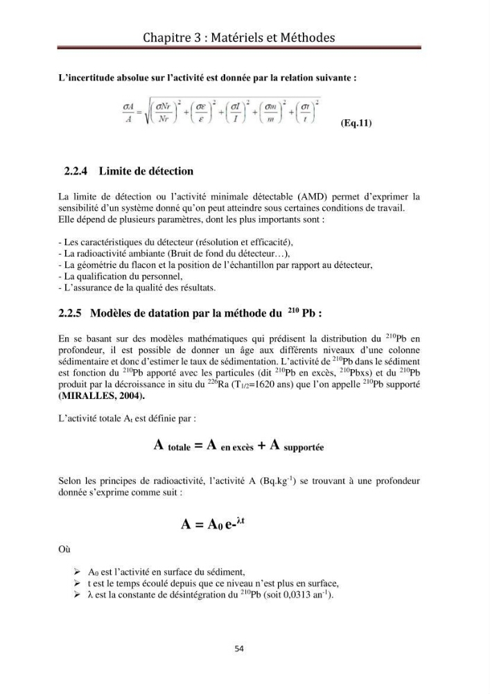 Détermination de la pollution radioactive dans les sédiments marins de la baie d\'Alger: