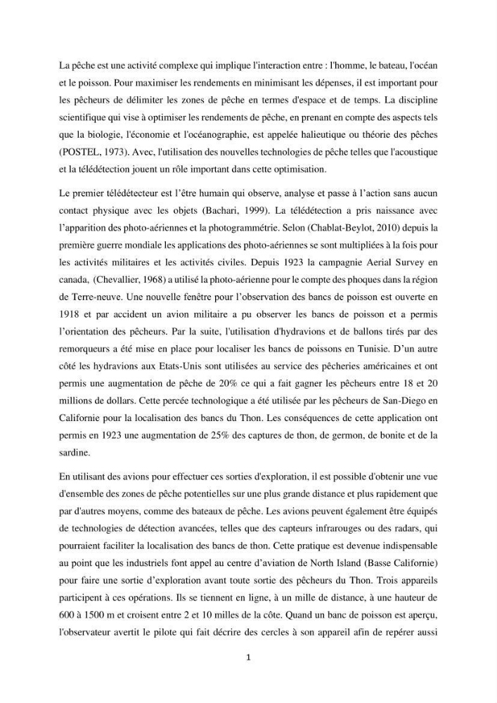 Contribution de la télédétection à la pêche du grand Pélagique Thunnus thynnus (linnaeus, 1758) dans la cote algérienne