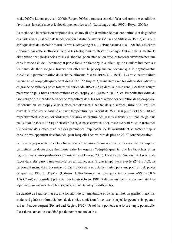 Contribution de la télédétection à la pêche du grand Pélagique Thunnus thynnus (linnaeus, 1758) dans la cote algérienne