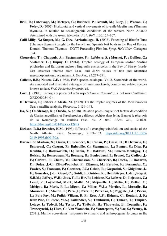 Contribution de la télédétection à la pêche du grand Pélagique Thunnus thynnus (linnaeus, 1758) dans la cote algérienne