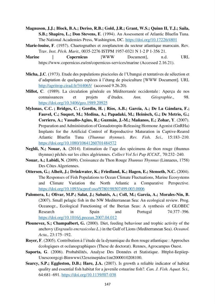 Contribution de la télédétection à la pêche du grand Pélagique Thunnus thynnus (linnaeus, 1758) dans la cote algérienne