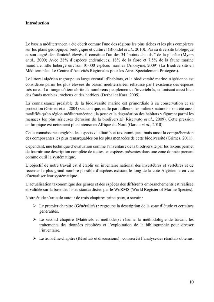 Inventaire et Systématique de quelques Invertébrés et VertébrésMarins de la côte Algérienne: