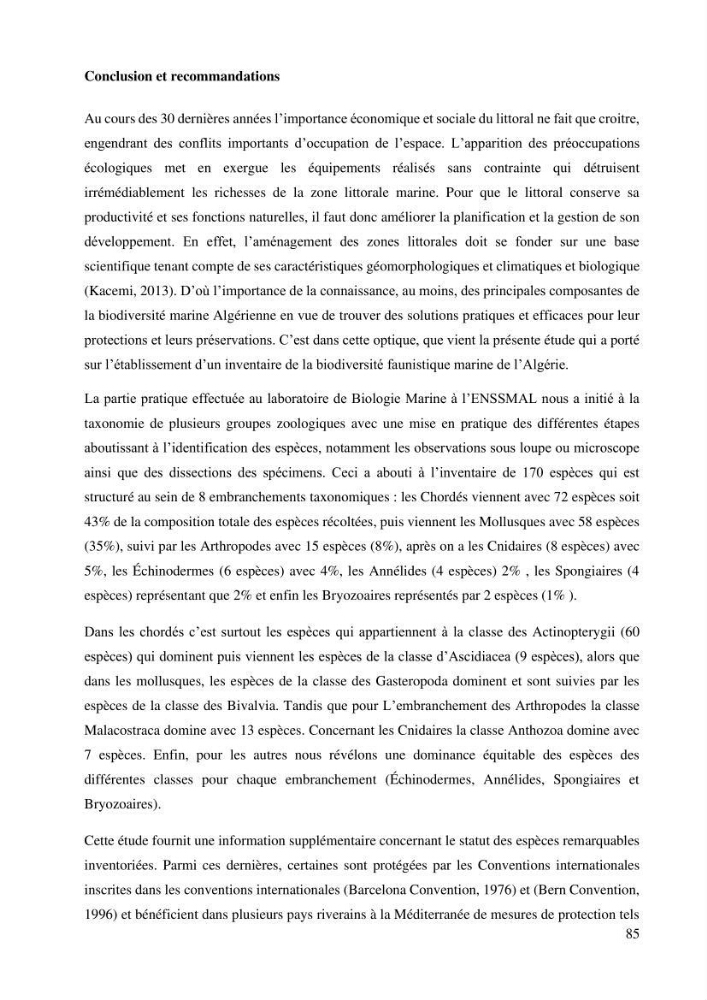 Inventaire et Systématique de quelques Invertébrés et VertébrésMarins de la côte Algérienne: