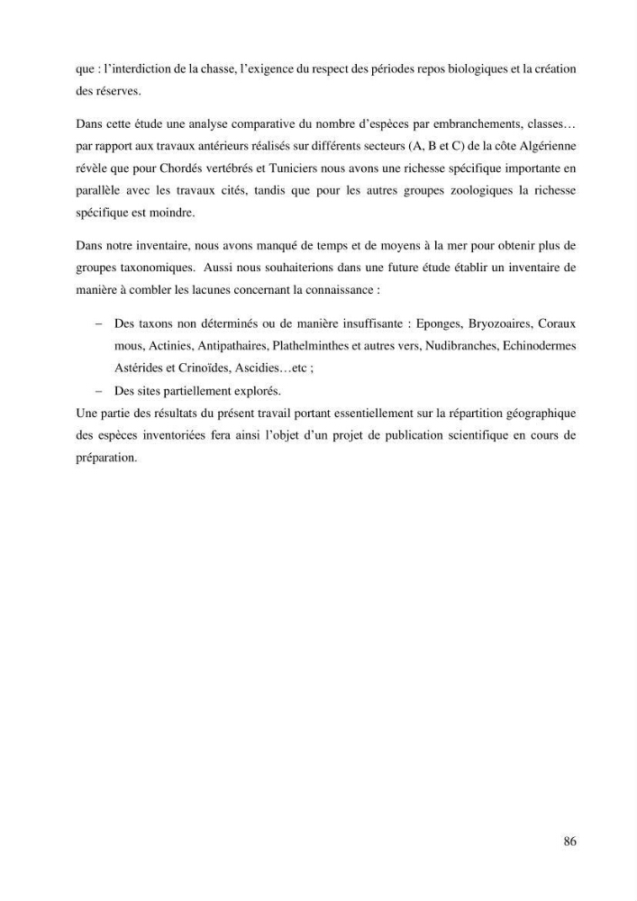 Inventaire et Systématique de quelques Invertébrés et VertébrésMarins de la côte Algérienne: