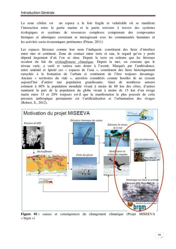 Evaluation de la vulnérabilité des côtes du littoral centre: cas de la baie d\'El Djamila