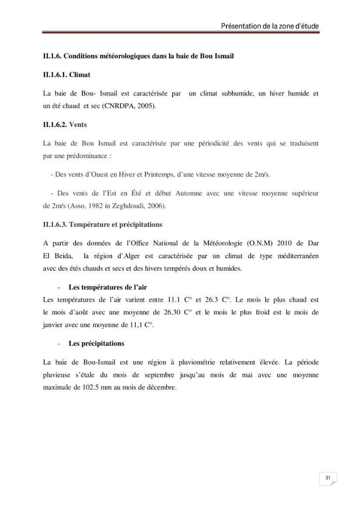 Evaluation de la vulnérabilité des côtes du littoral centre: cas de la baie d\'El Djamila