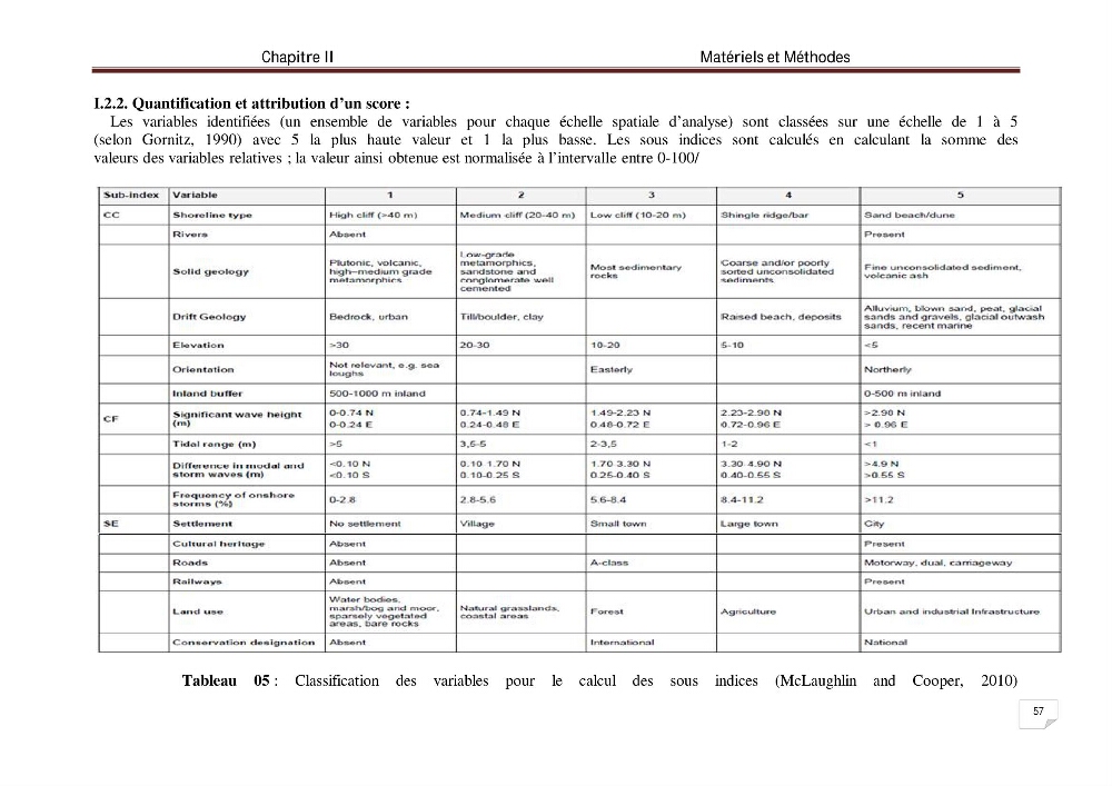 Evaluation de la vulnérabilité des côtes du littoral centre: cas de la baie d\'El Djamila