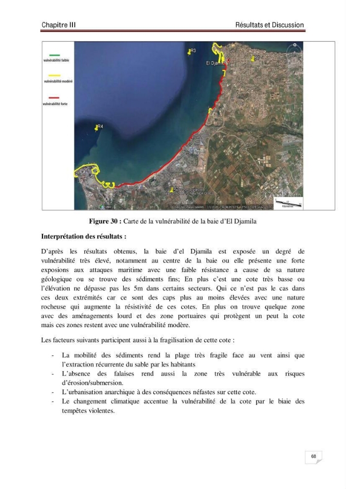Evaluation de la vulnérabilité des côtes du littoral centre: cas de la baie d\'El Djamila