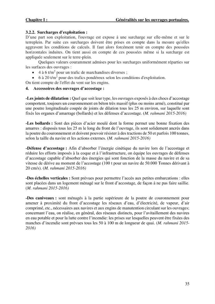 Dimensionnement d\'un quai sur pieux: cas marina baie d\'Alger
