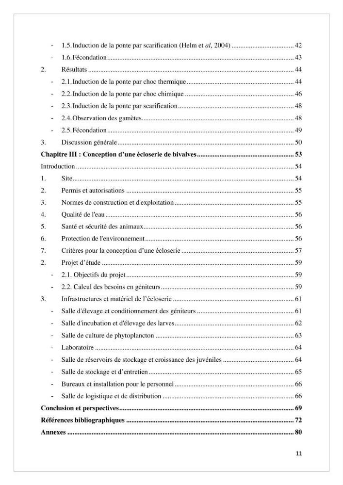 Conception d’une ferme aquacole et essai de production de naissains de bivalves