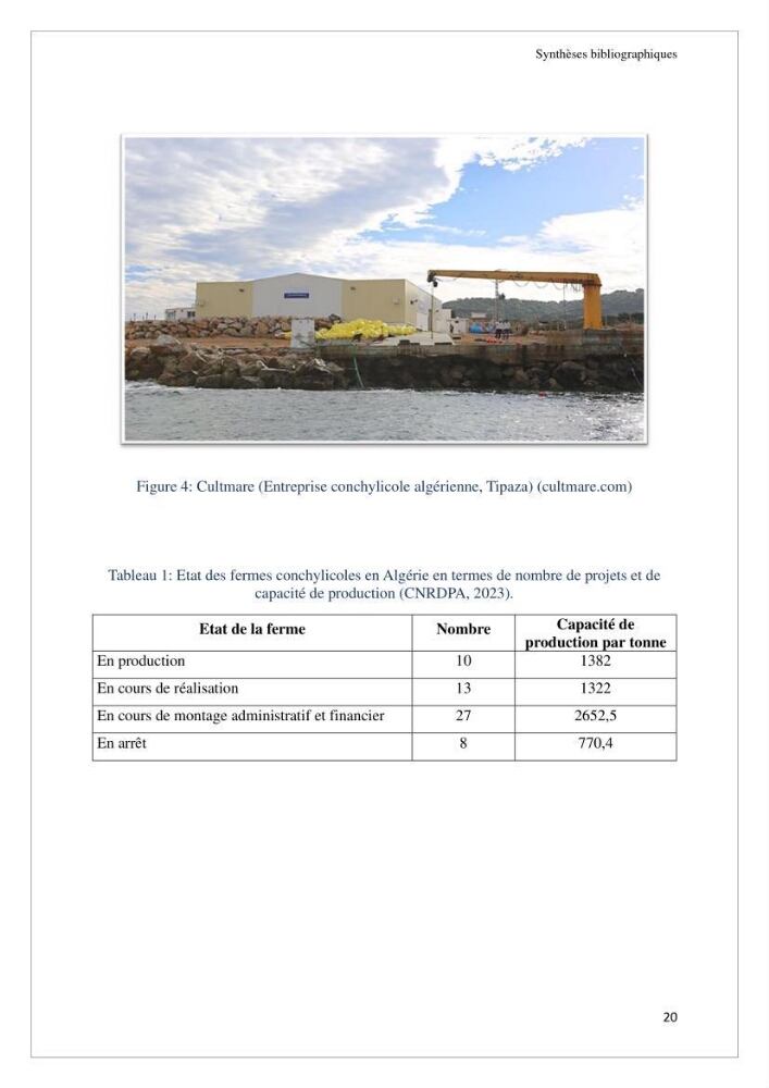 Conception d’une ferme aquacole et essai de production de naissains de bivalves
