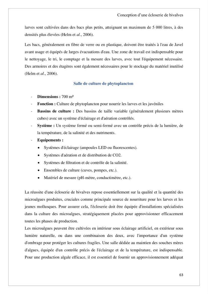 Conception d’une ferme aquacole et essai de production de naissains de bivalves