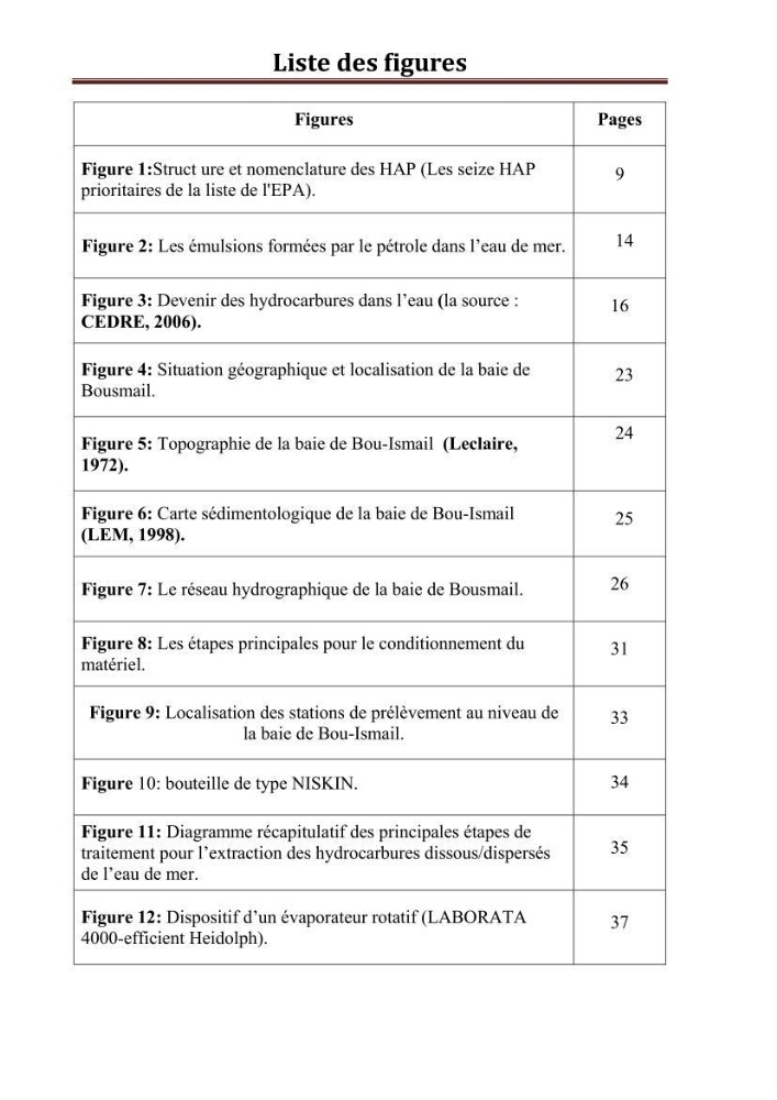 Etat de la pollution par les hydrocarbures aromatiques polycycliques dans les eaux de la baie de Bou-Ismail