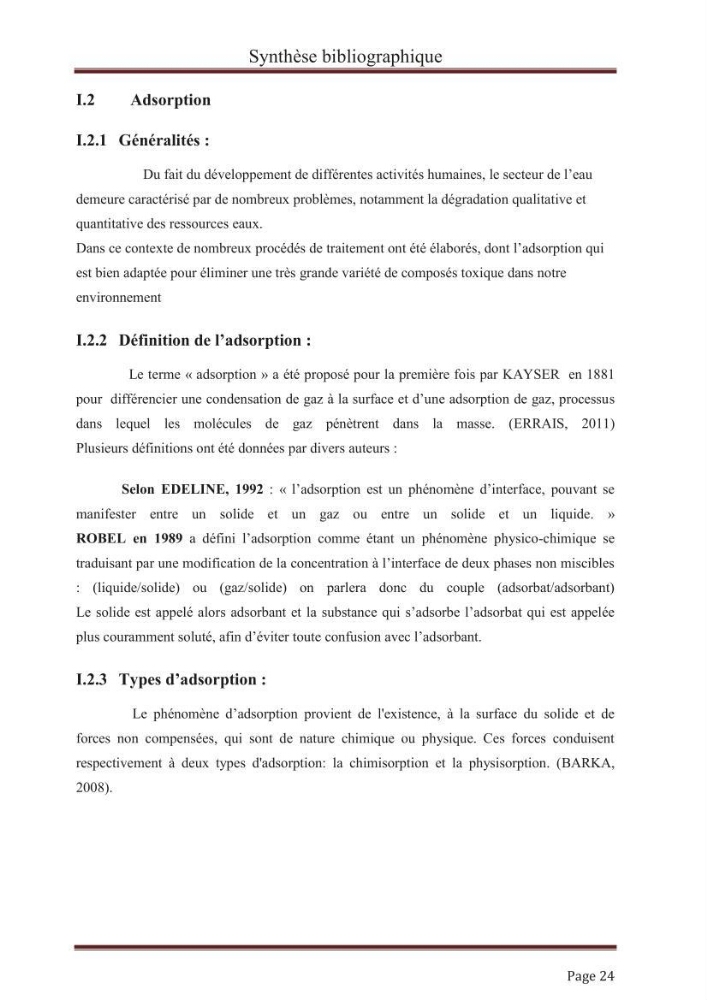 élimination des composées phénolique par le charbon actif à base de noyaux d\'olives