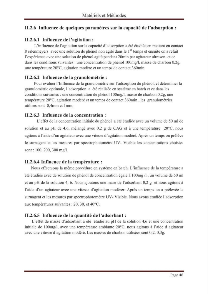 élimination des composées phénolique par le charbon actif à base de noyaux d\'olives