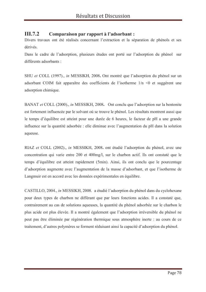 élimination des composées phénolique par le charbon actif à base de noyaux d\'olives