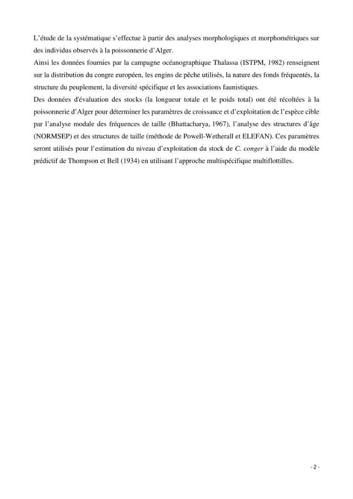 La famille des congridae ( Ostéichtyens, Anguilliformes) dans le bassin algérien