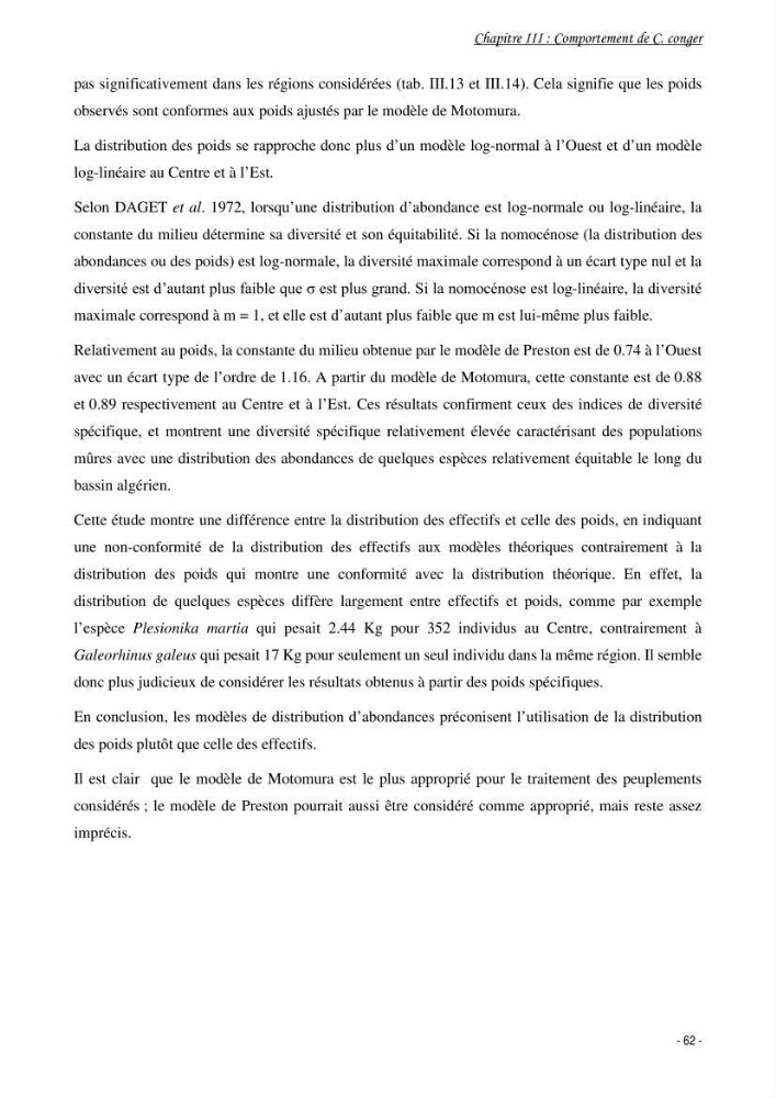 La famille des congridae ( Ostéichtyens, Anguilliformes) dans le bassin algérien