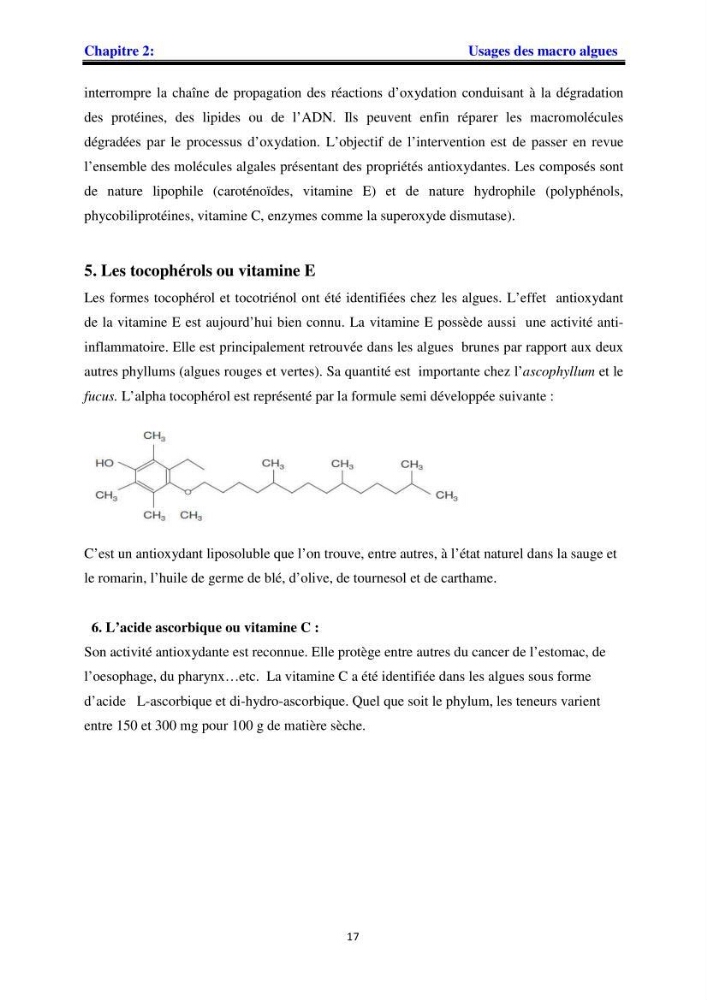 Apport pharmaceutique des algues marines en antioxydants naturels
