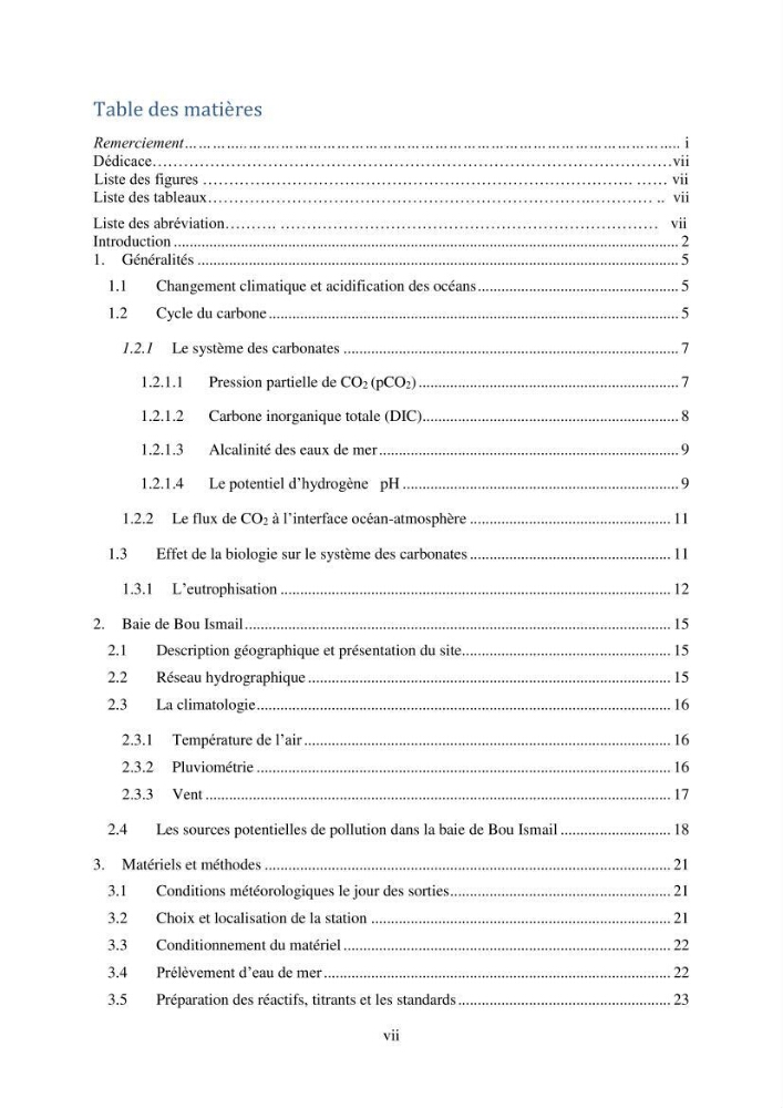 Contribution à l’étude du cycle annuel des flux air-mer en CO2 et à l’évaluation de l’état d’eutrophisation de la baie de Bou Ismail: