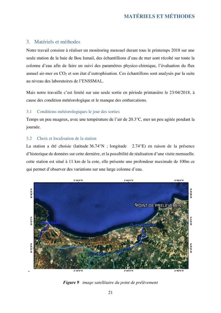 Contribution à l’étude du cycle annuel des flux air-mer en CO2 et à l’évaluation de l’état d’eutrophisation de la baie de Bou Ismail: