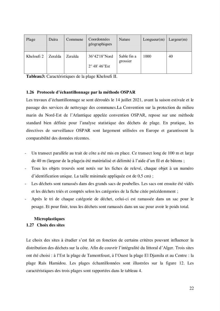 Caractérisation des déchets plastiques sur des sites pilotes le long de la côte de la wilaya d’Alger
